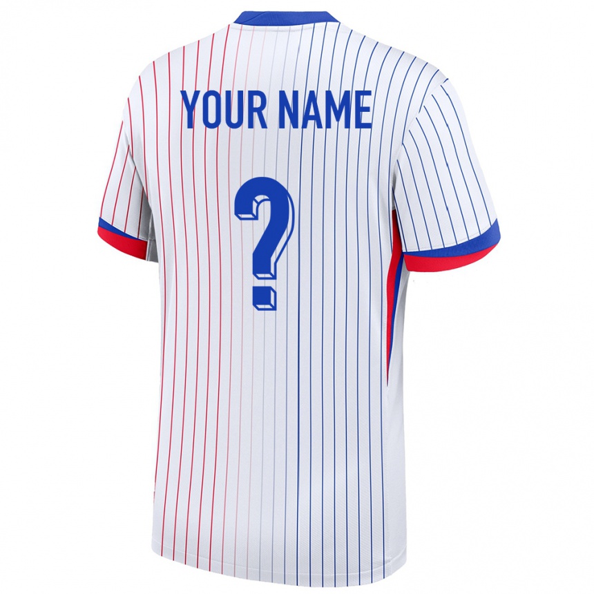 Men Football France Your Name #0 White Away Jersey 24-26 T-Shirt