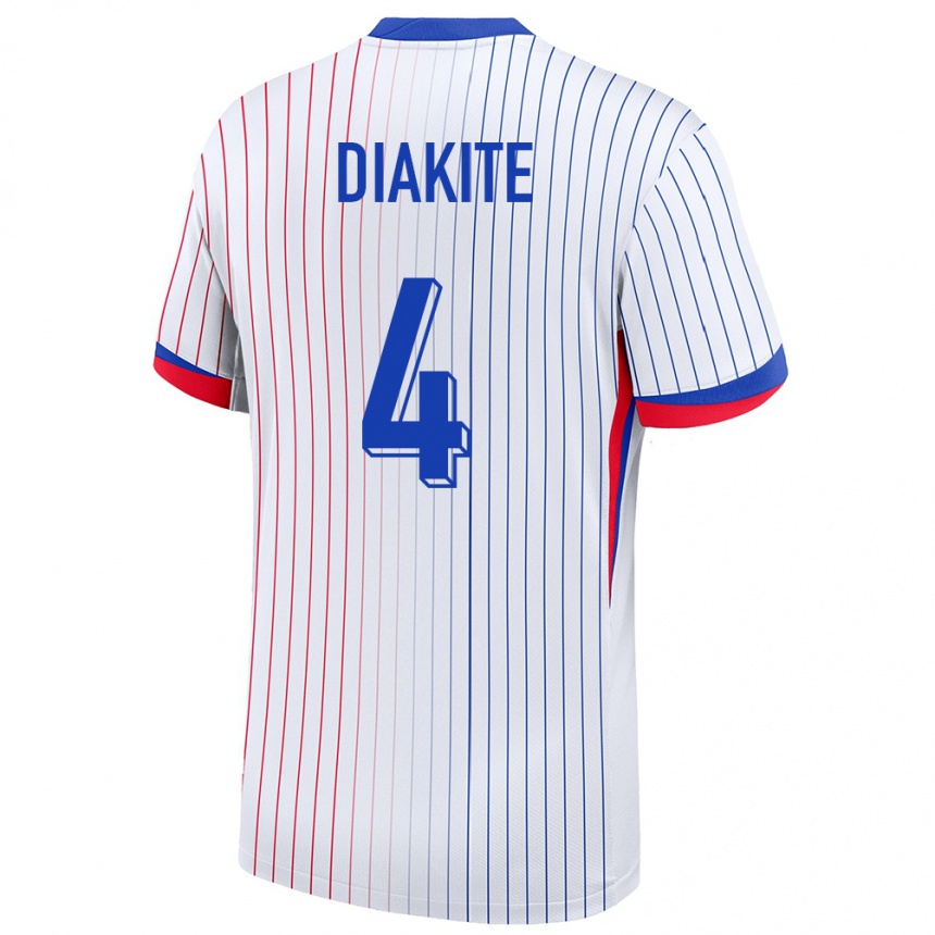 Men Football France Bafode Diakite #4 White Away Jersey 24-26 T-Shirt
