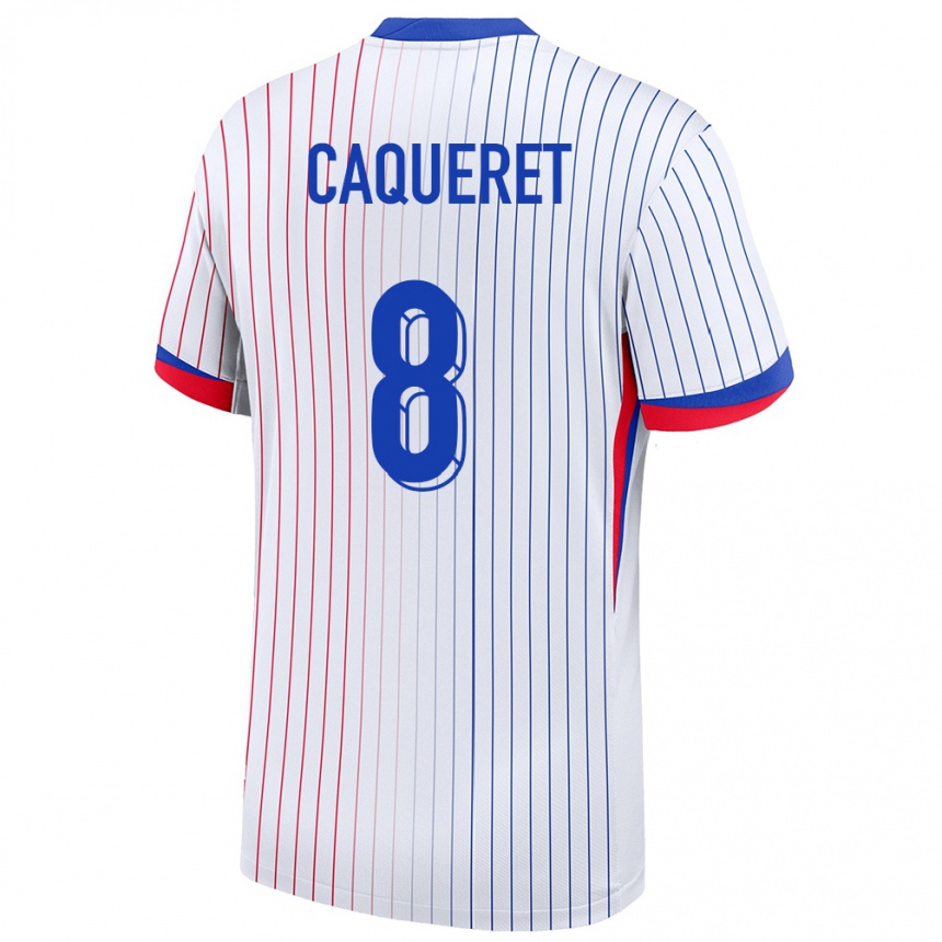 Men Football France Maxence Caqueret #8 White Away Jersey 24-26 T-Shirt