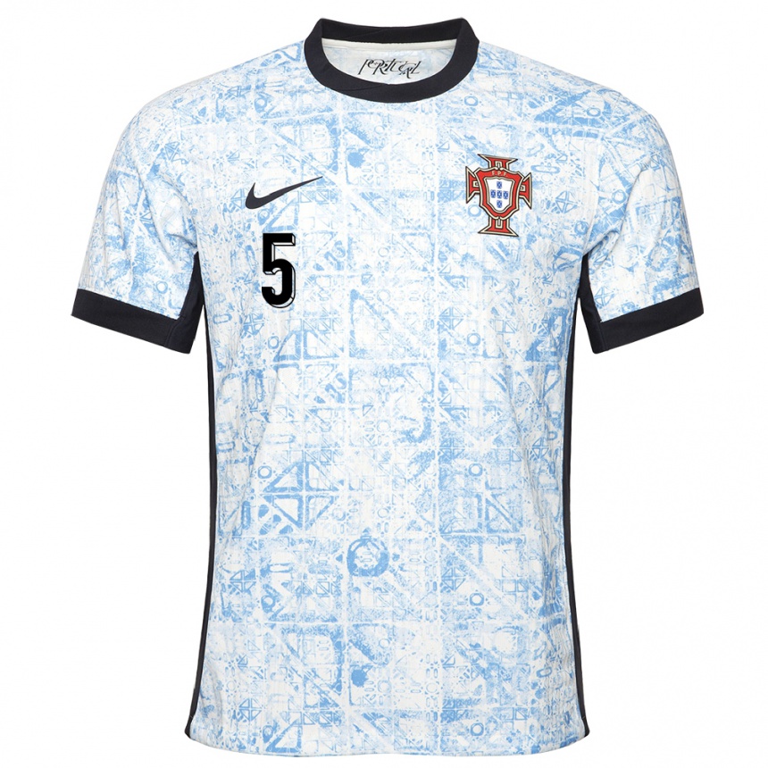 Men Football Portugal Leandro Martins #5 Cream Blue Away Jersey 24-26 T-Shirt