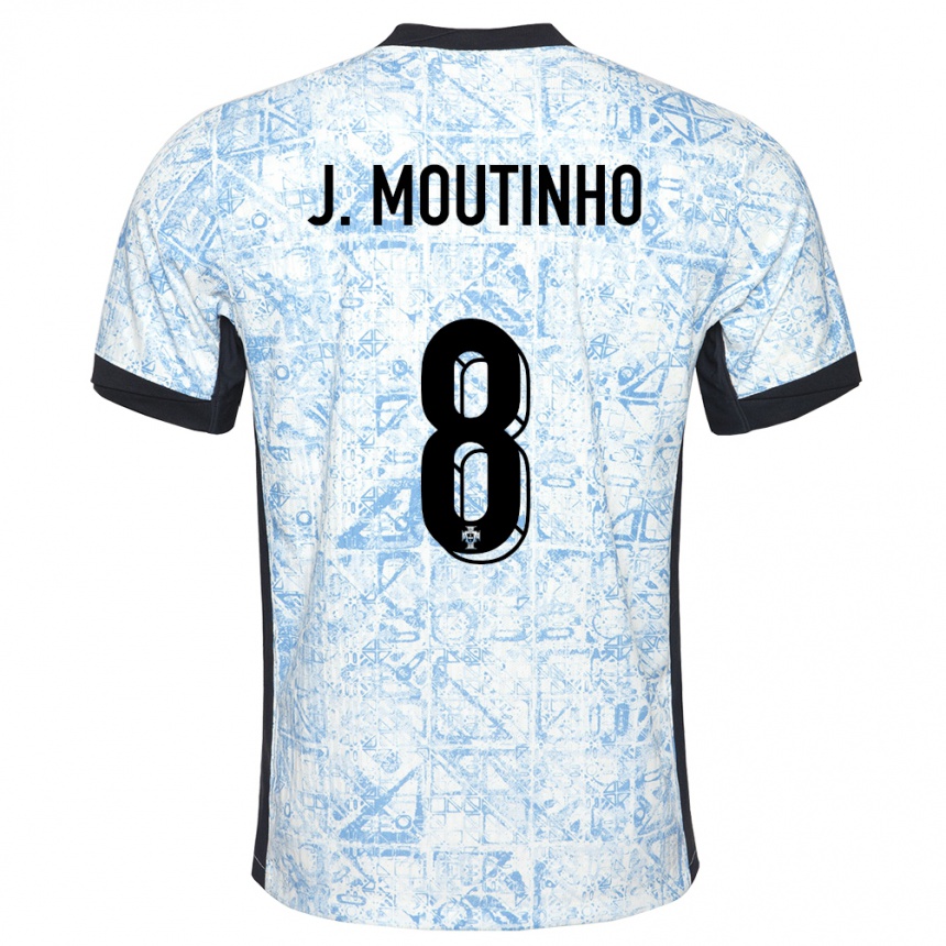 Men Football Portugal Joao Moutinho #8 Cream Blue Away Jersey 24-26 T-Shirt