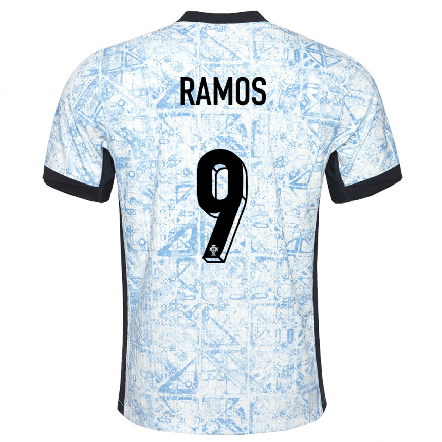 Men Football Portugal Goncalo Ramos #9 Cream Blue Away Jersey 24-26 T-Shirt