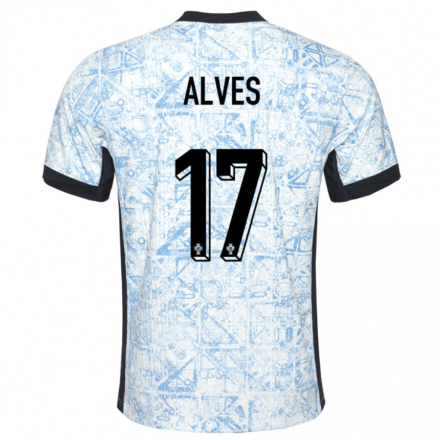 Men Football Portugal Lucia Alves #17 Cream Blue Away Jersey 24-26 T-Shirt