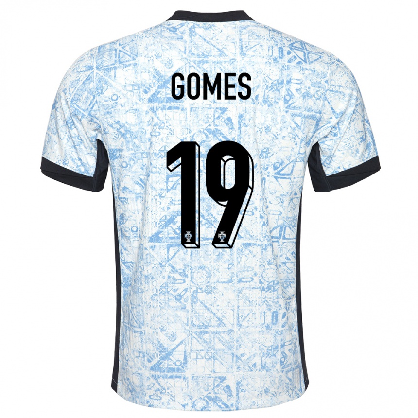 Men Football Portugal Diana Gomes #19 Cream Blue Away Jersey 24-26 T-Shirt