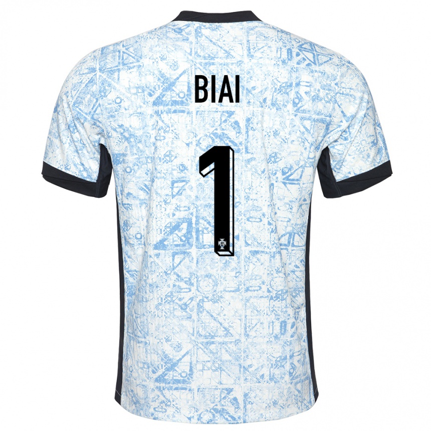 Men Football Portugal Celton Biai #1 Cream Blue Away Jersey 24-26 T-Shirt