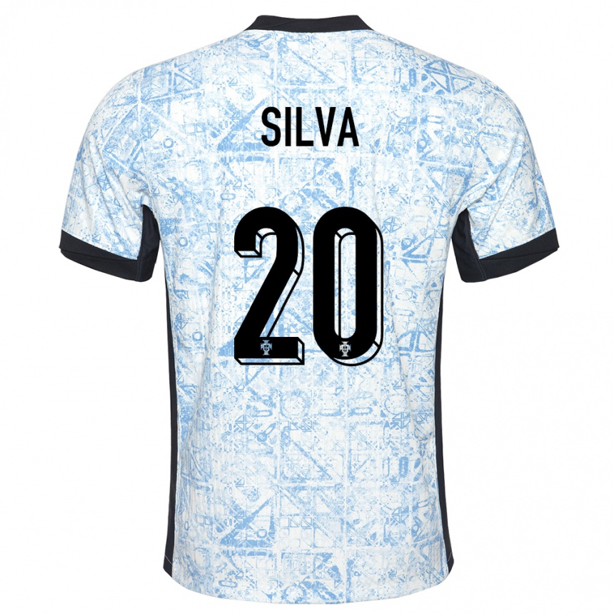 Men Football Portugal Fabio Silva #20 Cream Blue Away Jersey 24-26 T-Shirt