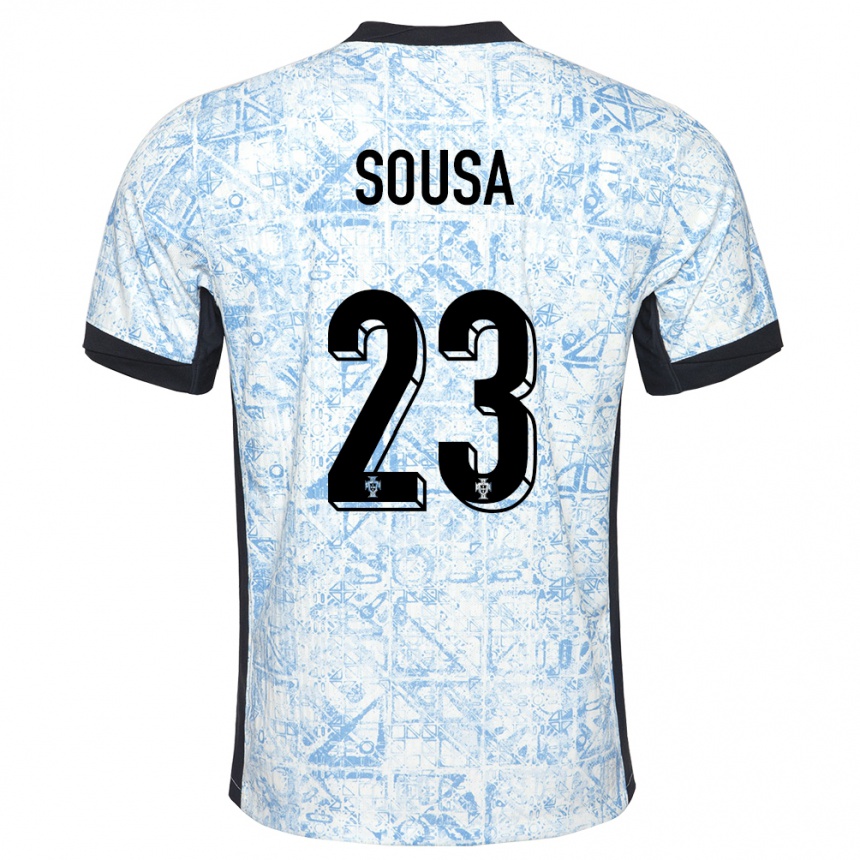 Men Football Portugal Afonso Sousa #23 Cream Blue Away Jersey 24-26 T-Shirt