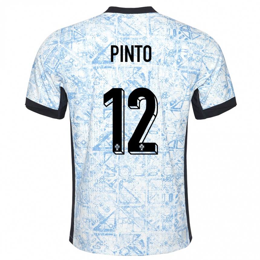 Men Football Portugal Diogo Pinto #12 Cream Blue Away Jersey 24-26 T-Shirt