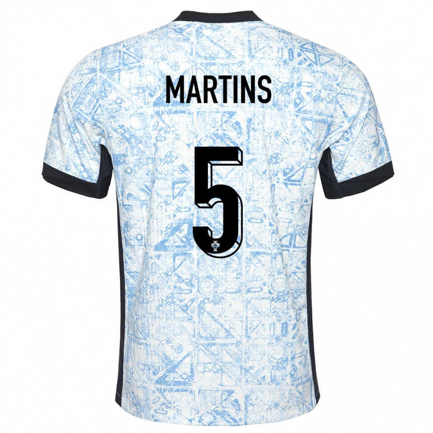 Men Football Portugal Leandro Martins #5 Cream Blue Away Jersey 24-26 T-Shirt