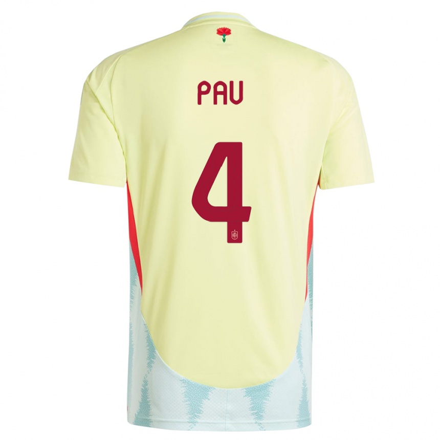 Men Football Spain Pau Torres #4 Yellow Away Jersey 24-26 T-Shirt