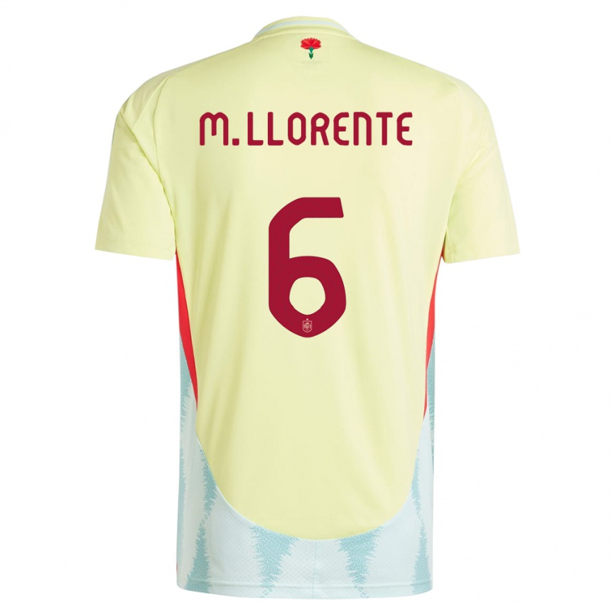 Men Football Spain Marcos Llorente #6 Yellow Away Jersey 24-26 T-Shirt