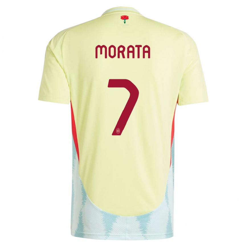 Men Football Spain Alvaro Morata #7 Yellow Away Jersey 24-26 T-Shirt