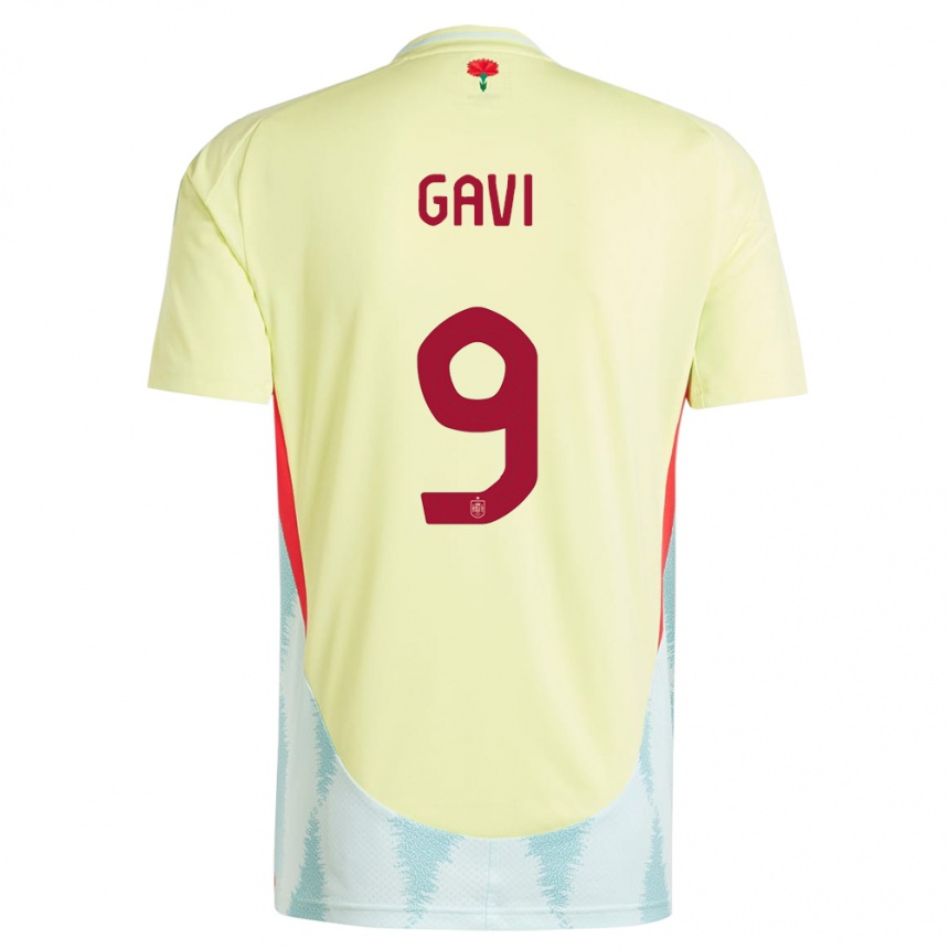 Men Football Spain Gavi #9 Yellow Away Jersey 24-26 T-Shirt