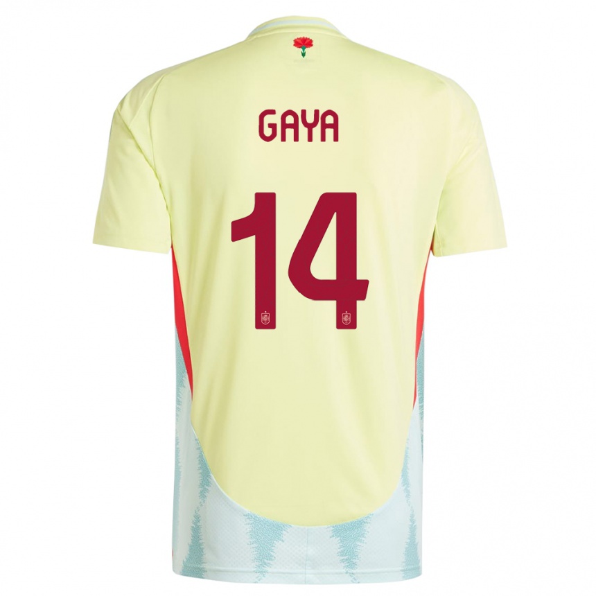 Men Football Spain Jose Gaya #14 Yellow Away Jersey 24-26 T-Shirt