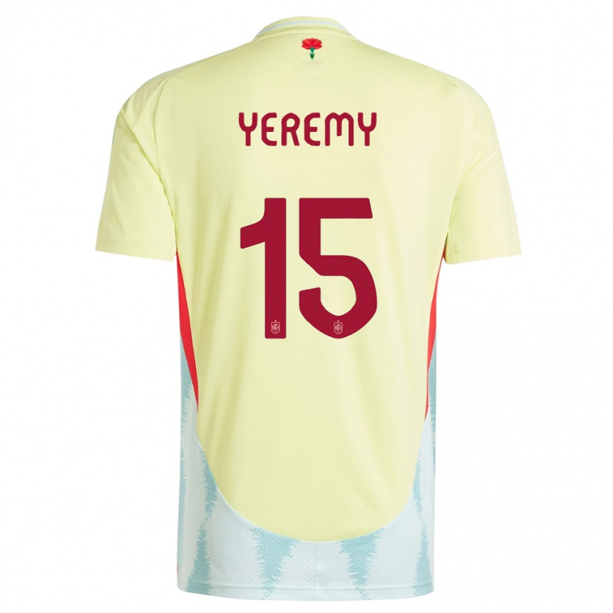 Men Football Spain Yeremy Pino #15 Yellow Away Jersey 24-26 T-Shirt