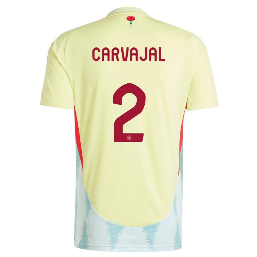 Men Football Spain Daniel Carvajal #2 Yellow Away Jersey 24-26 T-Shirt