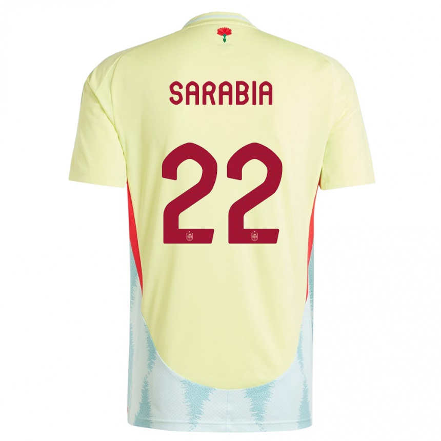 Men Football Spain Pablo Sarabia #22 Yellow Away Jersey 24-26 T-Shirt