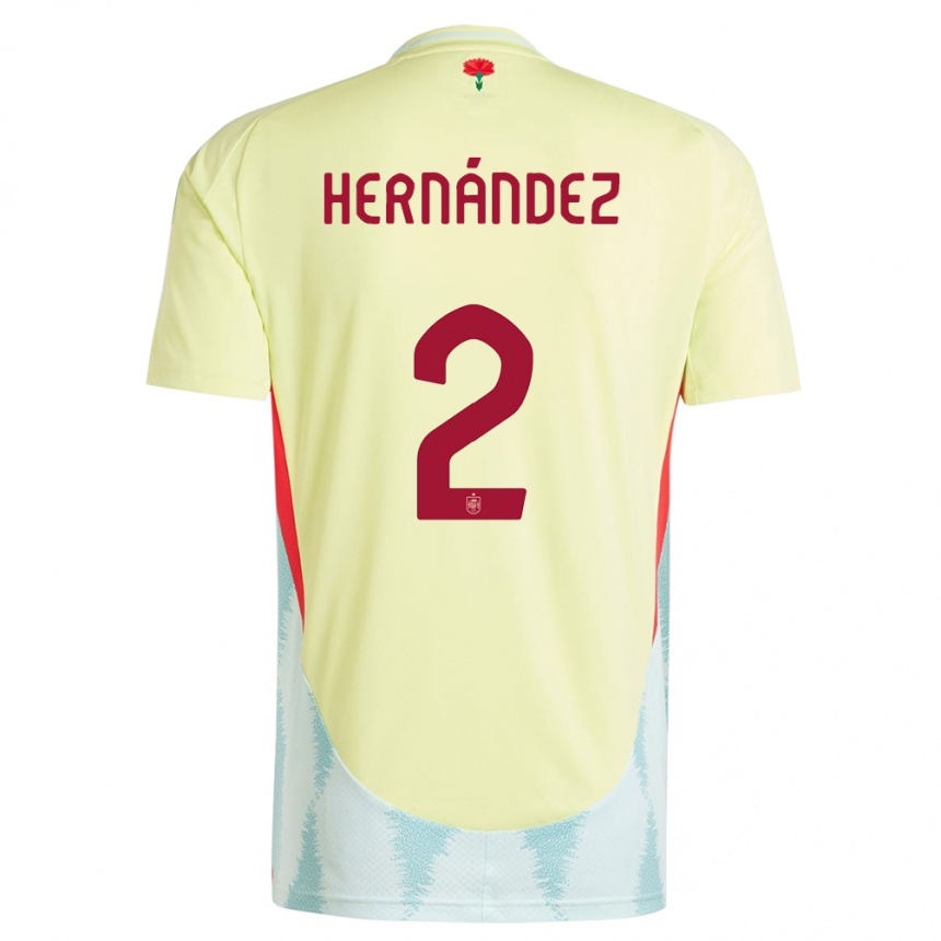 Men Football Spain Oihane Hernandez #2 Yellow Away Jersey 24-26 T-Shirt