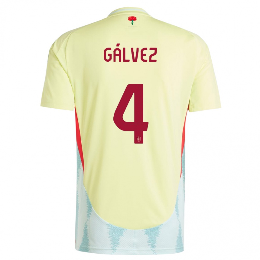 Men Football Spain Rocio Galvez #4 Yellow Away Jersey 24-26 T-Shirt