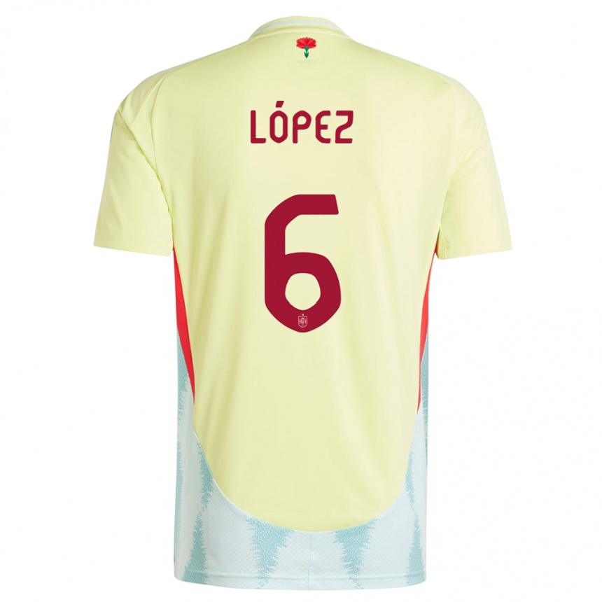 Men Football Spain Maitane Lopez #6 Yellow Away Jersey 24-26 T-Shirt