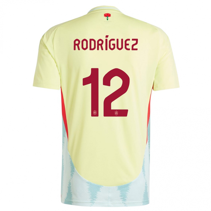 Men Football Spain Lucia Rodriguez #12 Yellow Away Jersey 24-26 T-Shirt