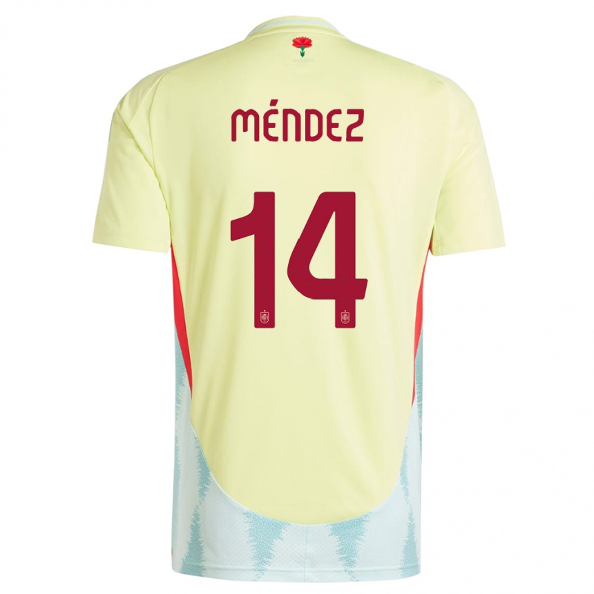 Men Football Spain Maria Mendez #14 Yellow Away Jersey 24-26 T-Shirt