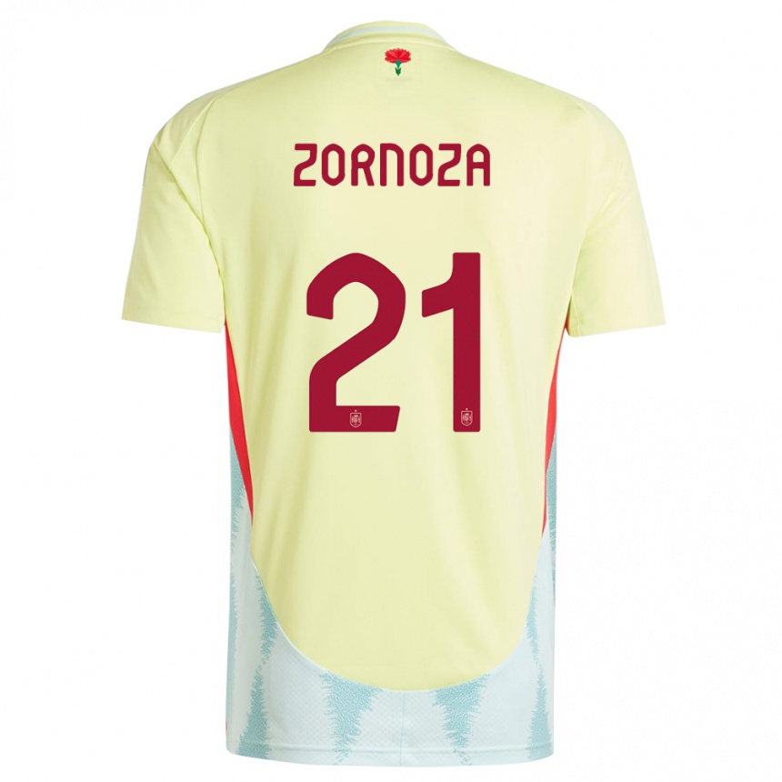 Men Football Spain Claudia Zornoza #21 Yellow Away Jersey 24-26 T-Shirt