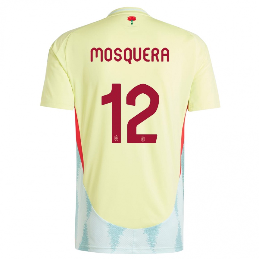 Men Football Spain Cristian Mosquera #12 Yellow Away Jersey 24-26 T-Shirt