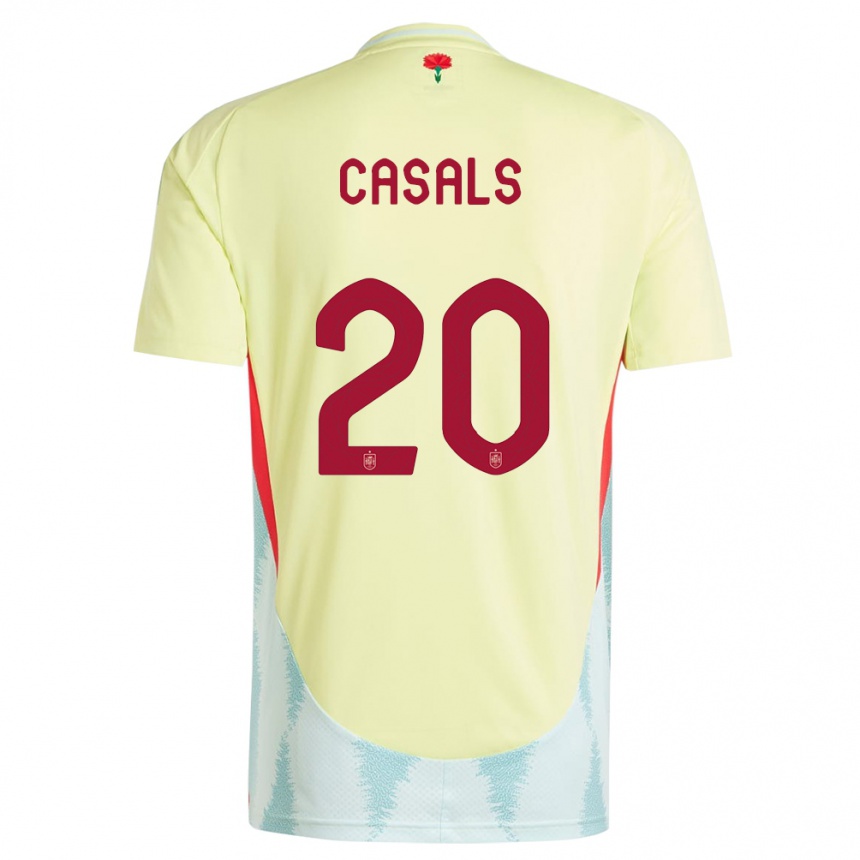 Men Football Spain Joel Casals #20 Yellow Away Jersey 24-26 T-Shirt