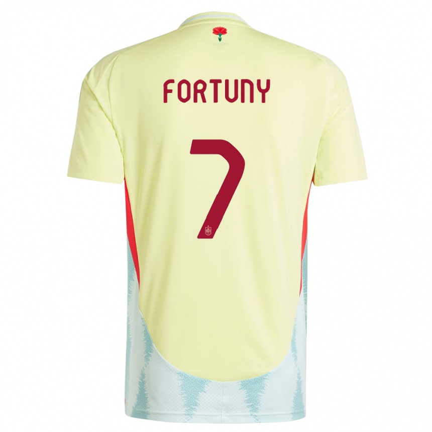 Men Football Spain Pol Fortuny #7 Yellow Away Jersey 24-26 T-Shirt
