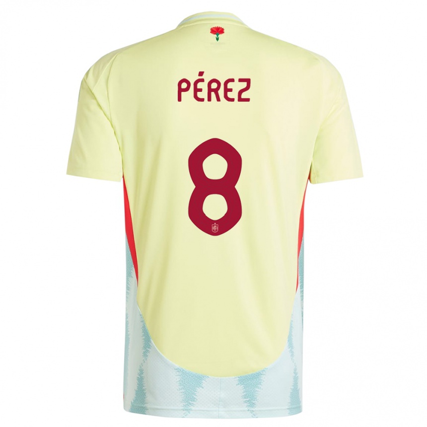 Men Football Spain Dani Perez #8 Yellow Away Jersey 24-26 T-Shirt