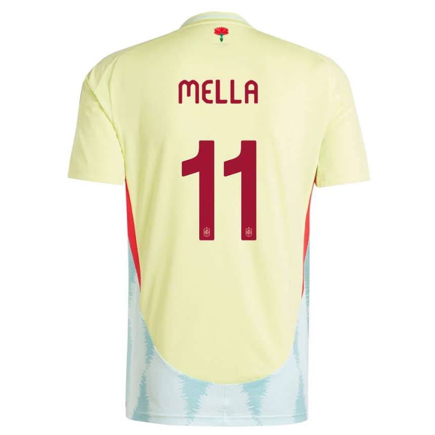 Men Football Spain David Mella #11 Yellow Away Jersey 24-26 T-Shirt