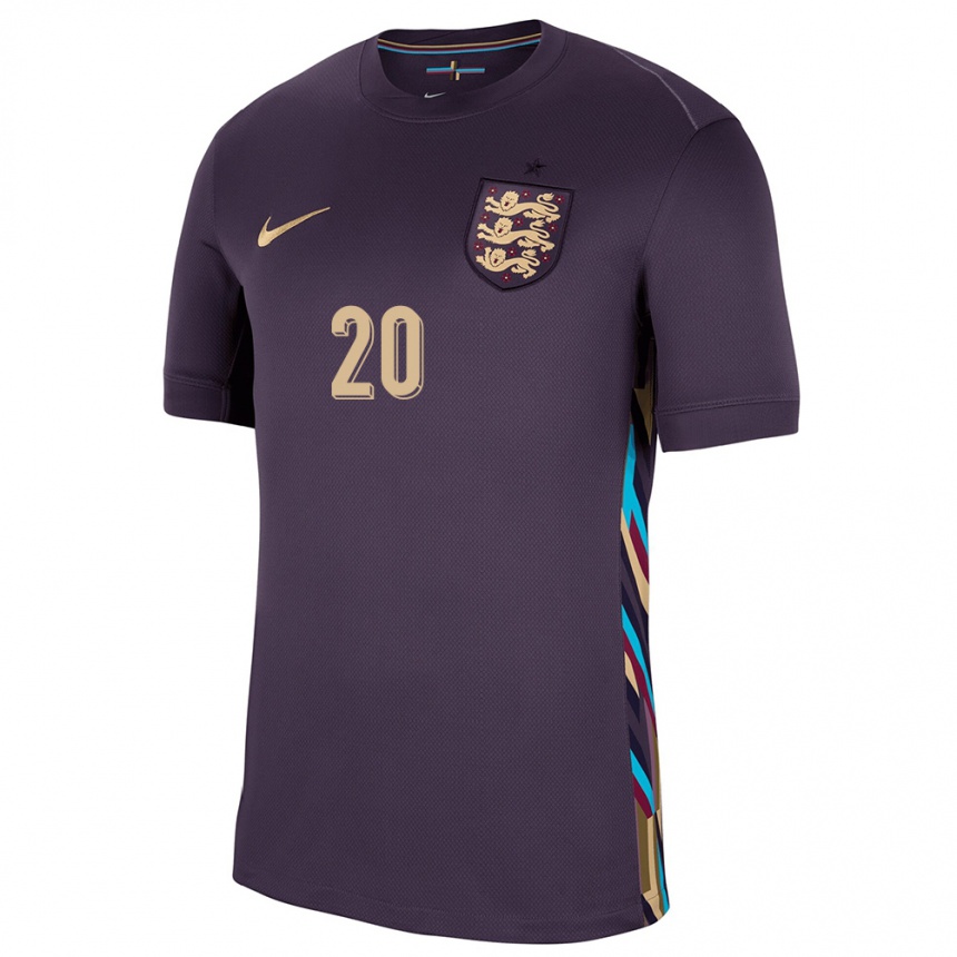 Men Football England Jarrod Bowen #20 Dark Raisin Away Jersey 24-26 T-Shirt