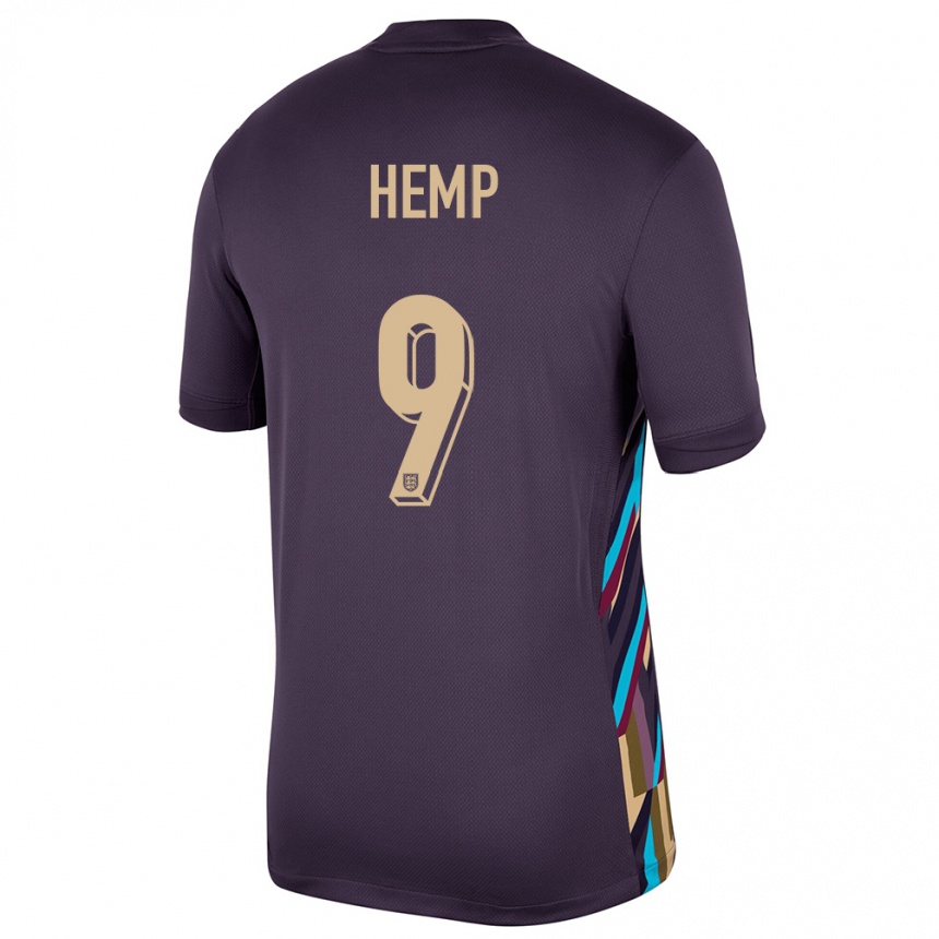 Men Football England Lauren Hemp #9 Dark Raisin Away Jersey 24-26 T-Shirt