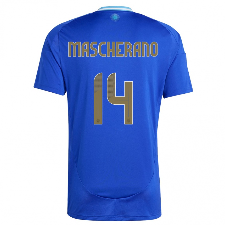 Men Football Argentina Javier Mascherano #14 Blue Away Jersey 24-26 T-Shirt
