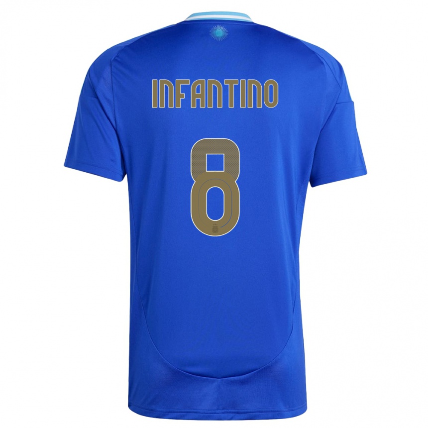 Men Football Argentina Gino Infantino #8 Blue Away Jersey 24-26 T-Shirt