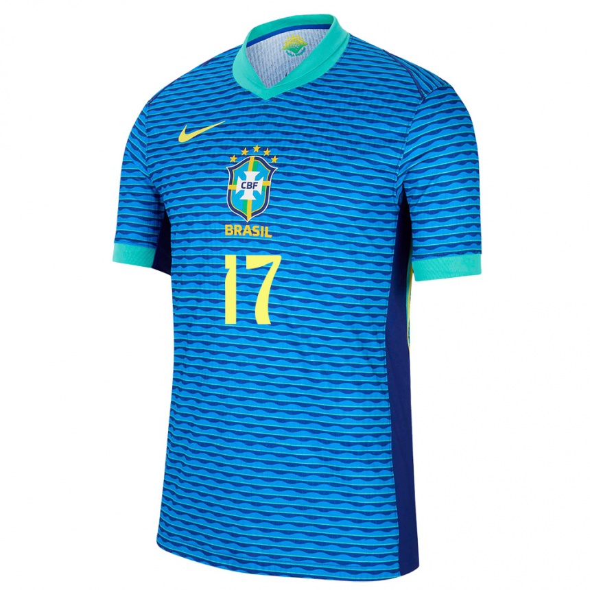 Men Football Brazil William Gomes #17 Blue Away Jersey 24-26 T-Shirt