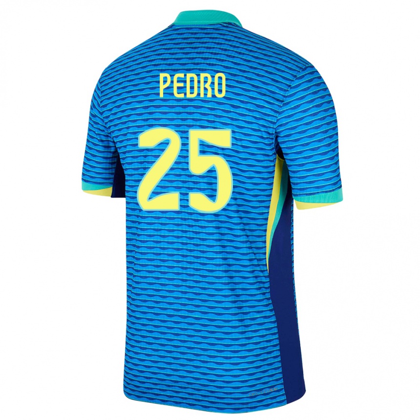 Men Football Brazil Pedro #25 Blue Away Jersey 24-26 T-Shirt