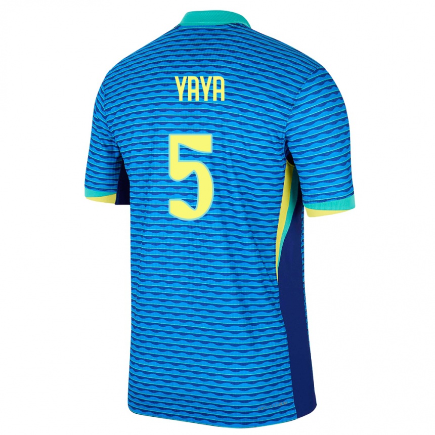 Men Football Brazil Yaya #5 Blue Away Jersey 24-26 T-Shirt