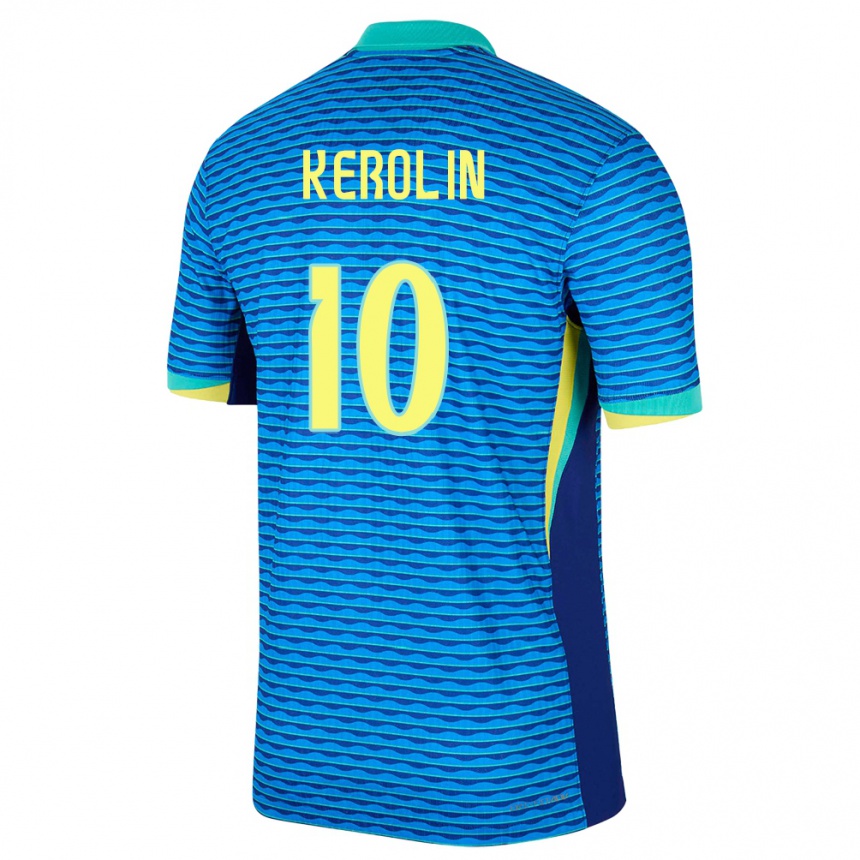 Men Football Brazil Kerolin Nicoli #10 Blue Away Jersey 24-26 T-Shirt