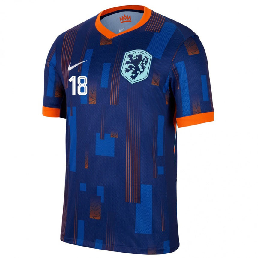 Men Football Netherlands Antoni Milambo #18 Blue Away Jersey 24-26 T-Shirt