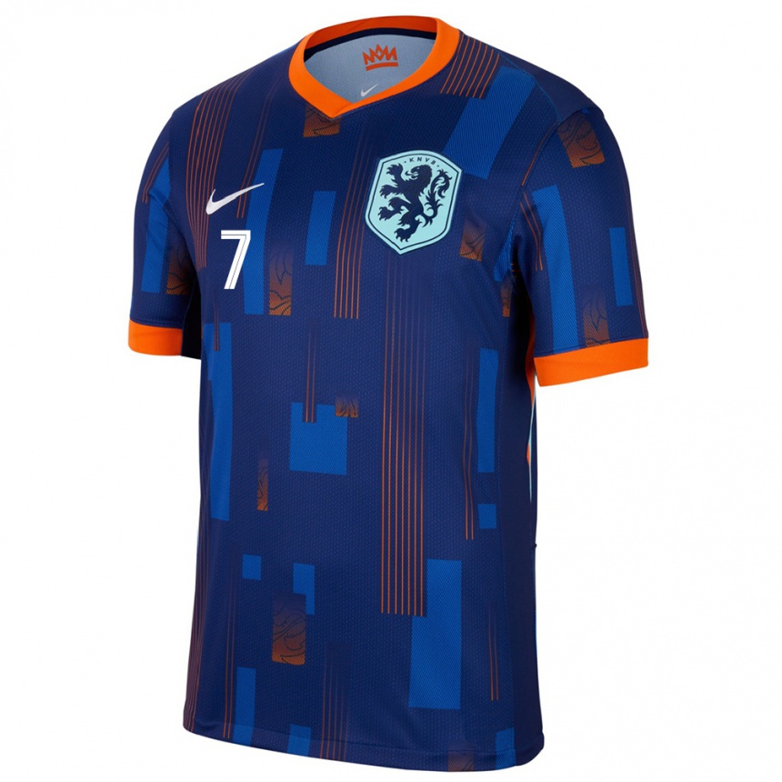 Men Football Netherlands Shanice Van De Sanden #7 Blue Away Jersey 24-26 T-Shirt
