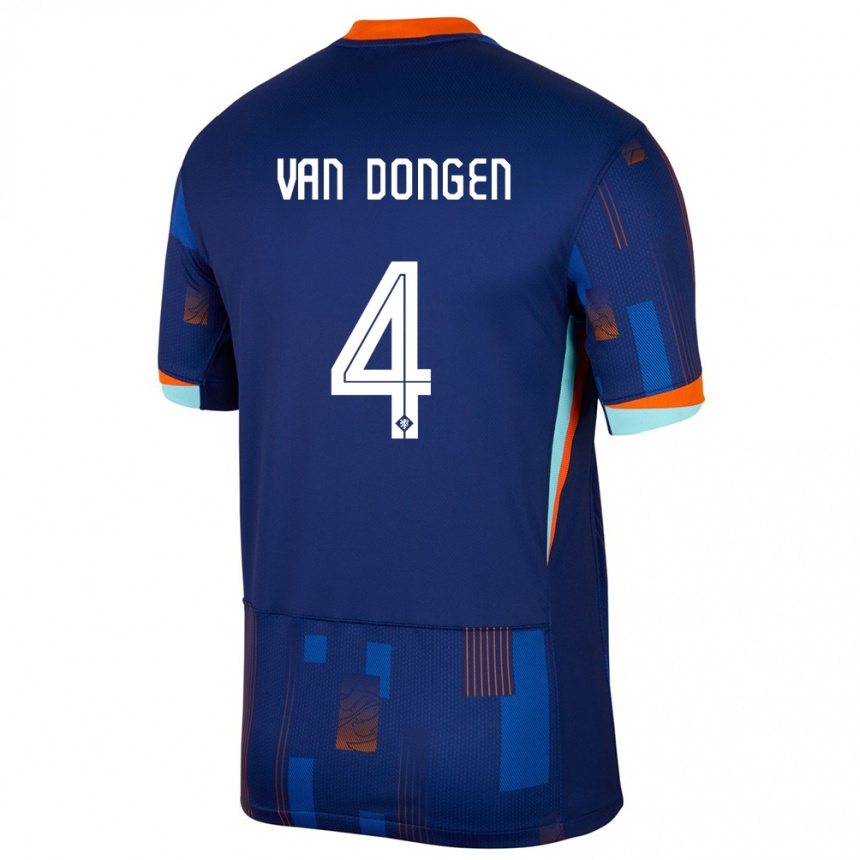 Men Football Netherlands Merel Van Dongen #4 Blue Away Jersey 24-26 T-Shirt
