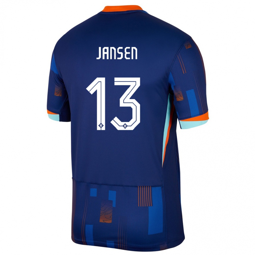 Men Football Netherlands Renate Jansen #13 Blue Away Jersey 24-26 T-Shirt