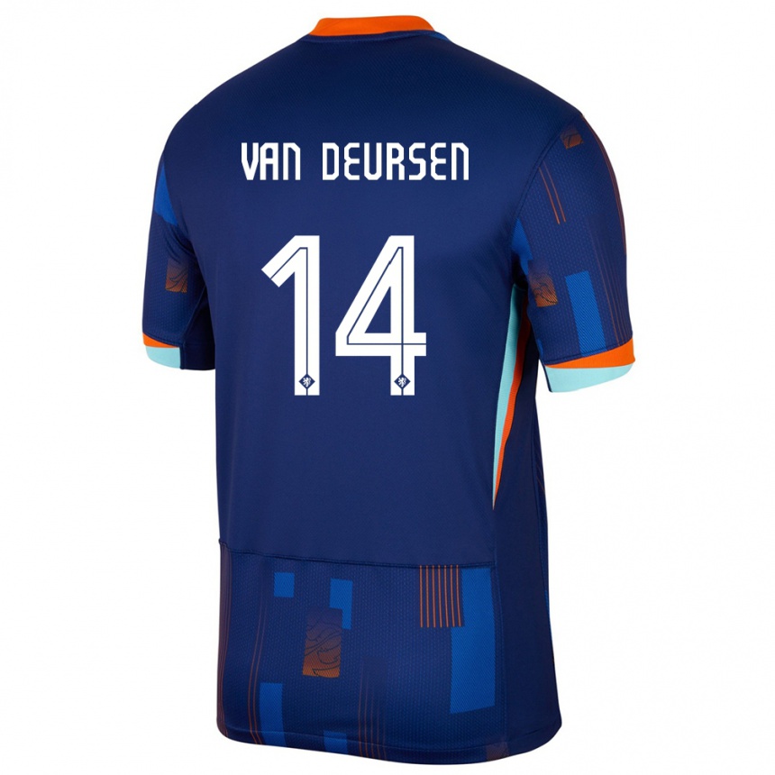 Men Football Netherlands Eva Van Deursen #14 Blue Away Jersey 24-26 T-Shirt