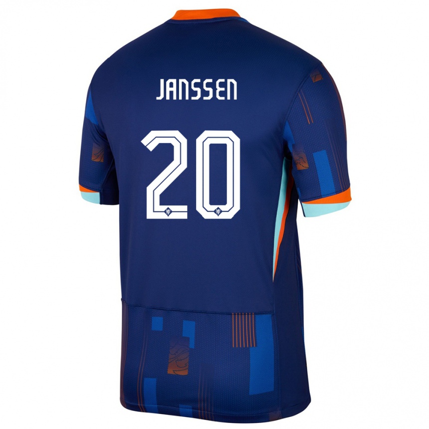 Men Football Netherlands Dominique Janssen #20 Blue Away Jersey 24-26 T-Shirt
