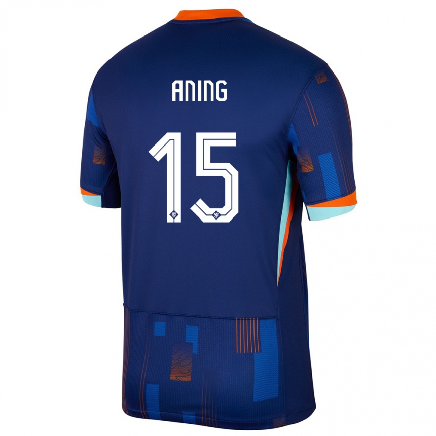 Men Football Netherlands Prince Aning #15 Blue Away Jersey 24-26 T-Shirt