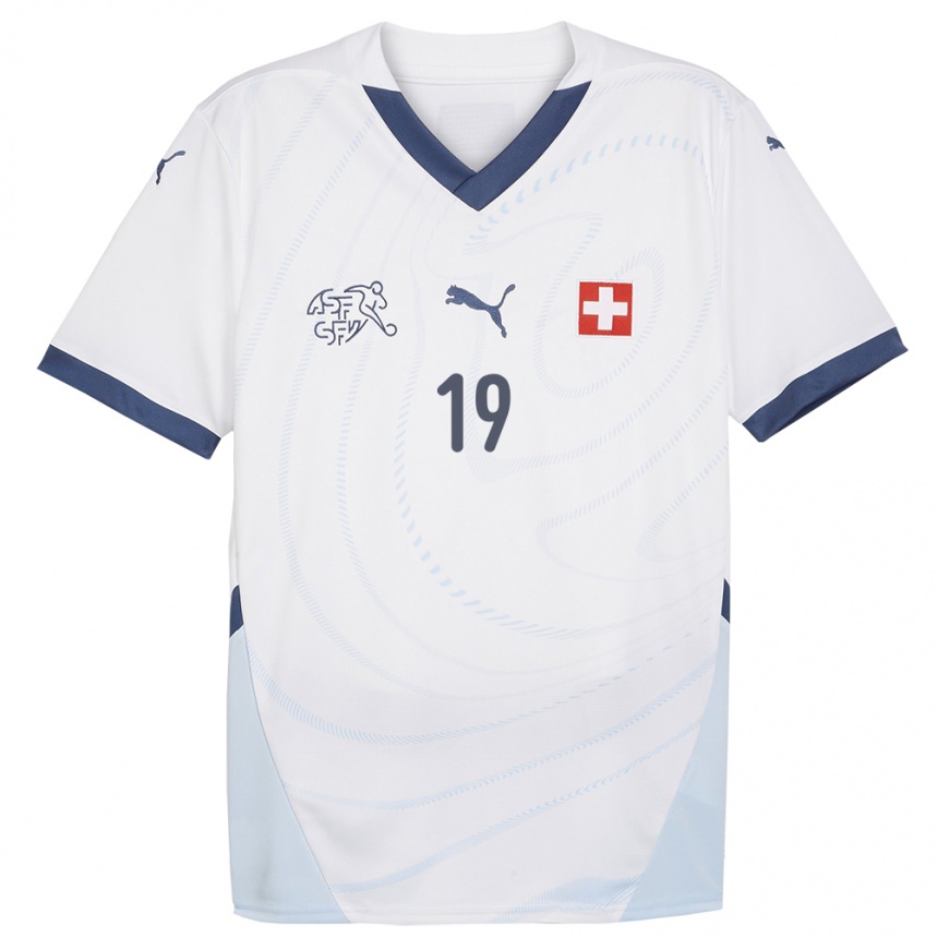 Men Football Switzerland Roggerio Nyakossi #19 White Away Jersey 24-26 T-Shirt
