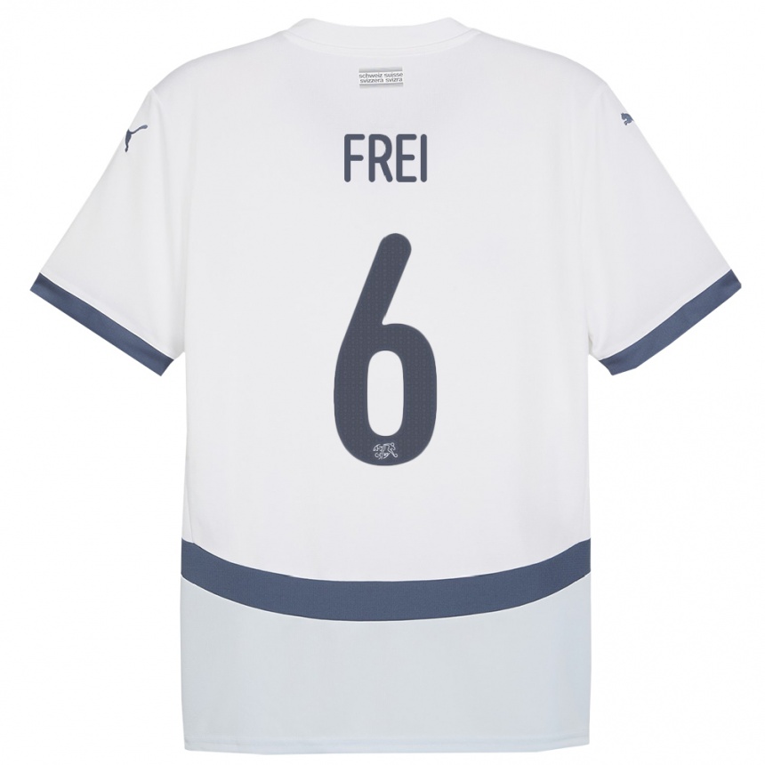 Men Football Switzerland Fabian Frei #6 White Away Jersey 24-26 T-Shirt