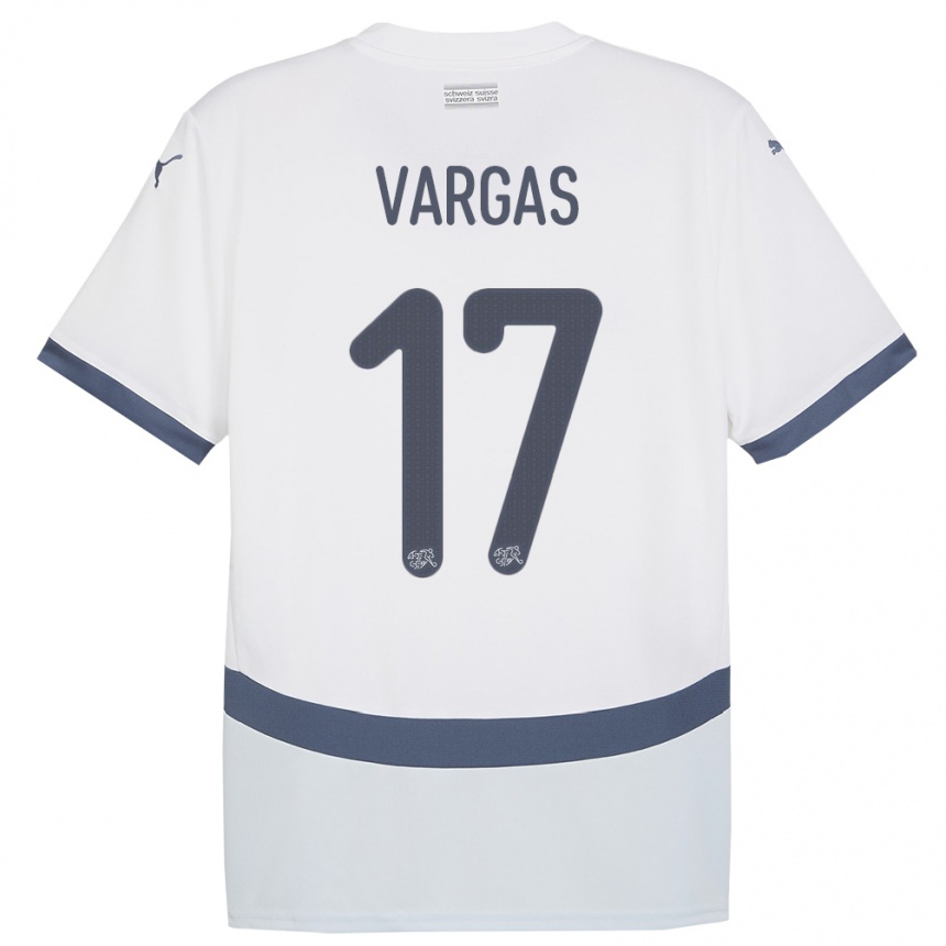 Men Football Switzerland Ruben Vargas #17 White Away Jersey 24-26 T-Shirt